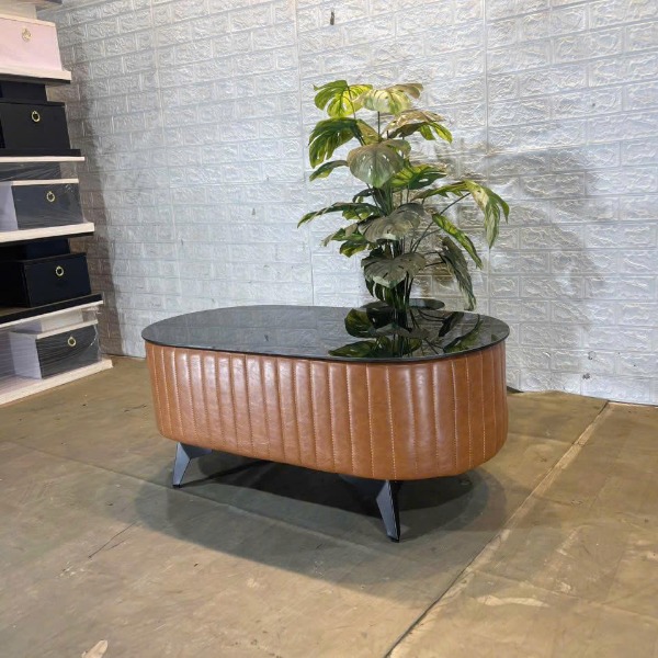 Bàn sofa bo tròn màu đen nâu