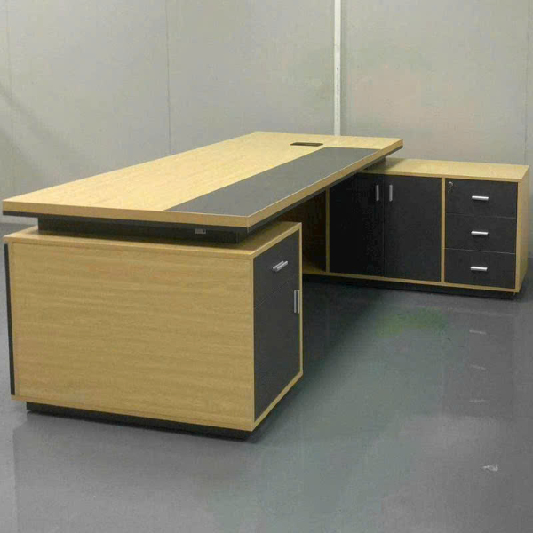 Bàn làm việc chữ L gỗ công nghiệp phủ melamine sang trọng dành cho văn phòng giám đốc