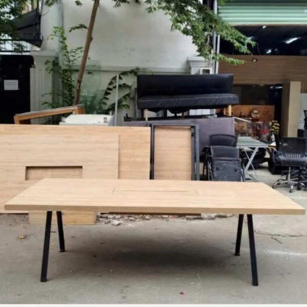 Bàn họp gỗ công nghiệp phủ melamine kích thước 1m2 x 2m4 cho phòng họp văn phòng