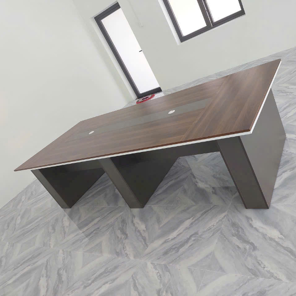 Bàn họp văn phòng gỗ công nghiệp hiện đại màu nâu xám sang trọng