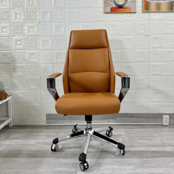 Ghế văn phòng cao cấp màu nâu cam hàng mới hiện đại