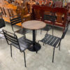 Bộ bàn ghế cafe khung sắt sơn tĩnh điện mặt gỗ tròn sang trọng, bền đẹp